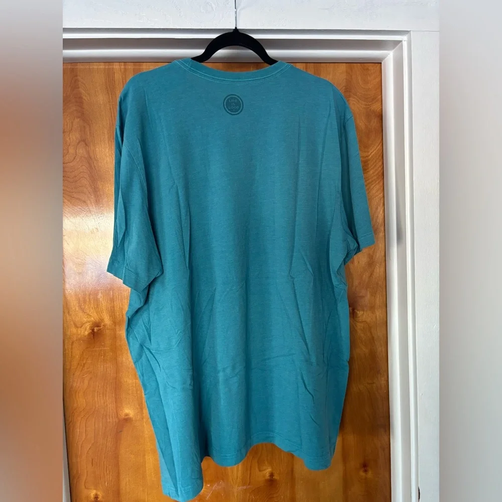 Life Is Good Teal Frequent Flyer Men's Tee
